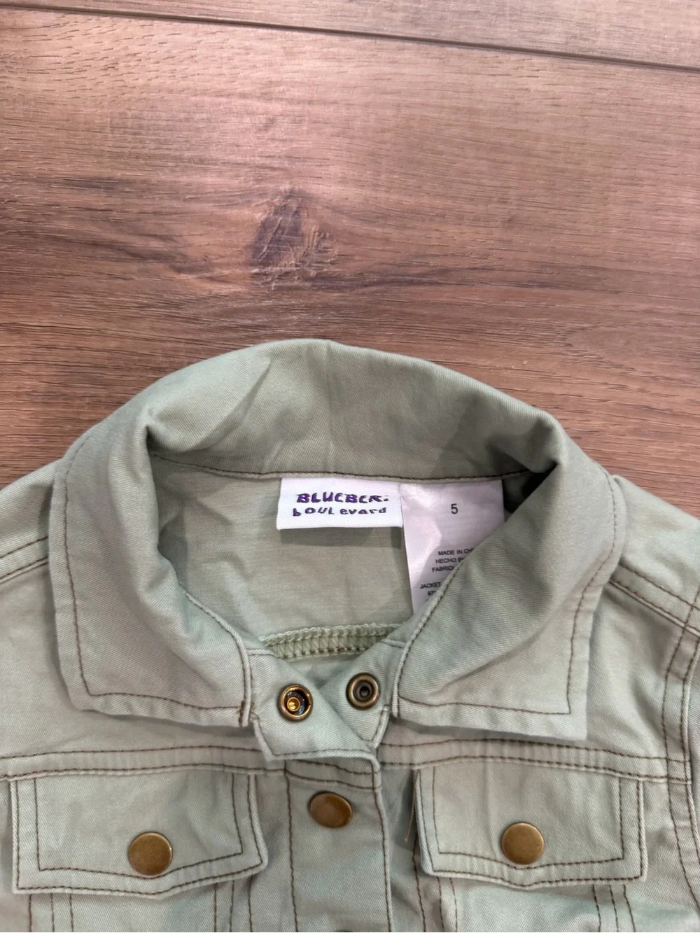 Kids Light Sage Green Denim-style Jacket